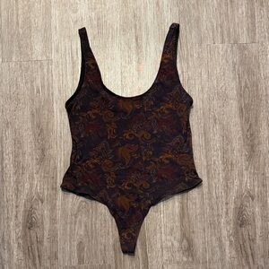 Free People Dark Floral Bodysuit